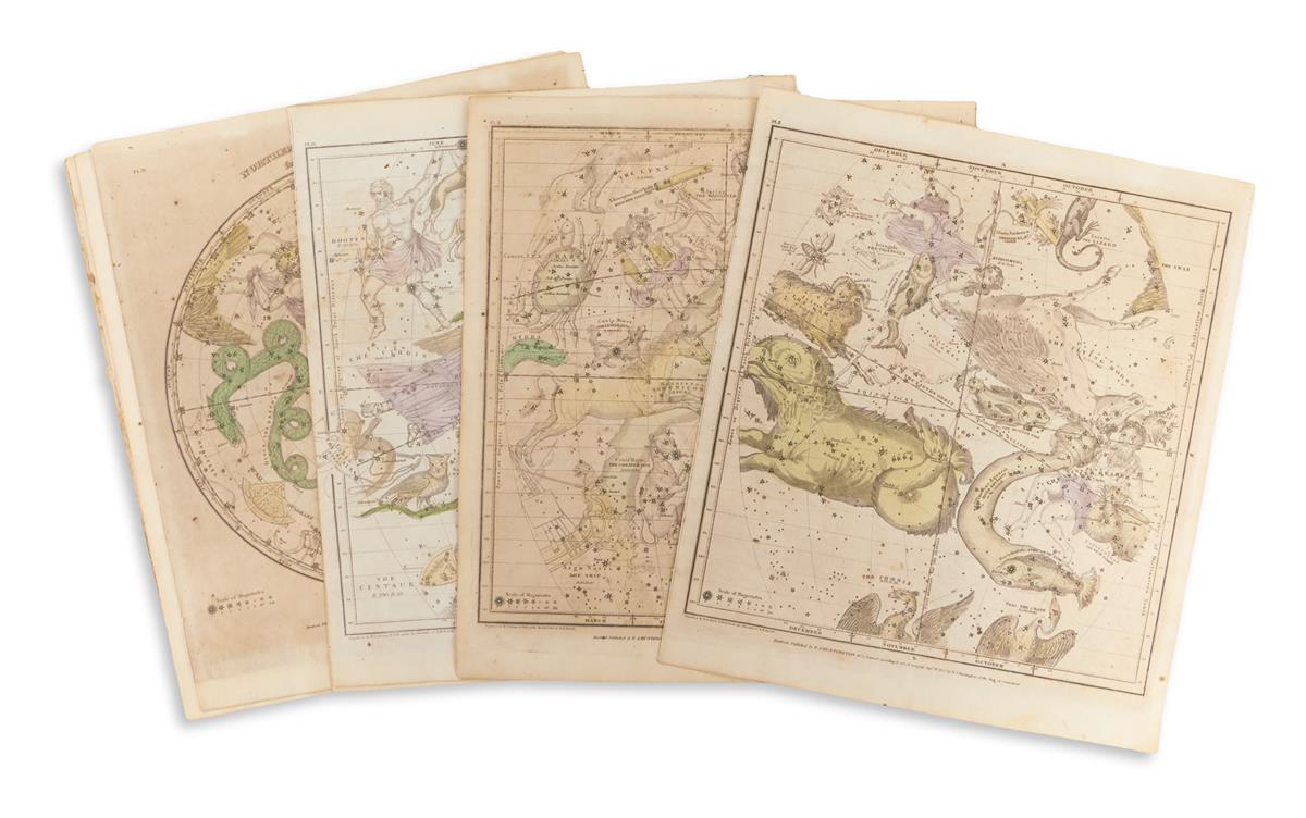 (CELESTIAL.) Burritt, Elijah H. Group of 7 hand-colored engraved celestial charts.